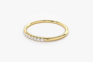 0.10 TCW 7 Stone Round Cut Solitaire Moissanite Diamond Wedding Band