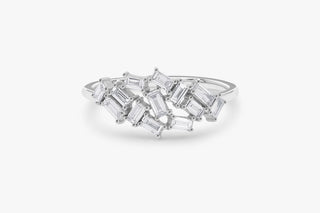 0.55 TCW Baguette Cut Cluster Moissanite Diamond Wedding Band