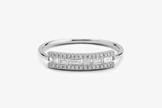 0.34 TCW Round & Baguette Cut Cluster Moissanite Diamond Wedding Band