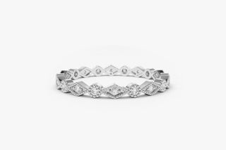 0.12 TCW Round Cut Vintage Milgrain Eternity Moissanite Diamond Wedding Band