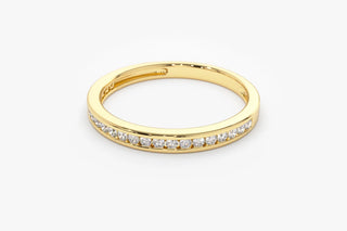 0.32 TCW Round Cut Channel Set Half Eternity Moissanite Diamond Wedding Band