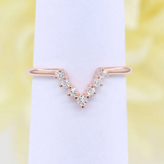 0.11 TCW Round Cut V Shape Moissanite Diamond Wedding Band