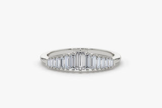 0.50 TCW Baguette Cut Cluster Moissanite Diamond Wedding Band