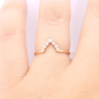 0.11 TCW Round Cut V Shape Moissanite Diamond Wedding Band