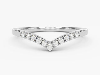 0.11 TCW Round Cut V Shaped Chevron Moissanite Diamond Wedding Band