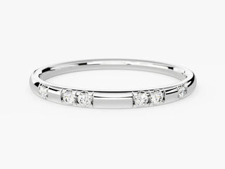 0.06 TCW Round Cut Flush Set Moissanite Diamond Wedding Band