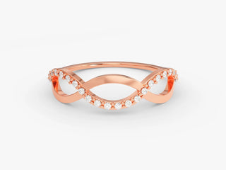 0.18 TCW Round Cut Unique Infinity Pave Moissanite Diamond Wedding Band