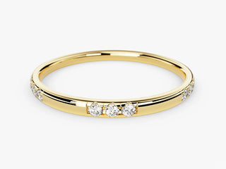 0.09 TCW Round Cut Flush Set Moissanite Diamond Wedding Band