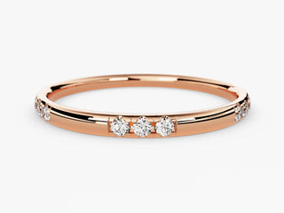 0.09 TCW Round Cut Flush Set Moissanite Diamond Wedding Band