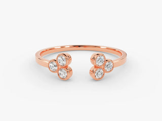 0.18 TCW Round Cut Bezel Open Cuff Moissanite Diamond Wedding Band