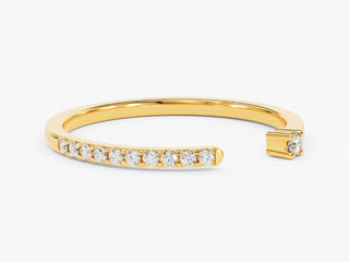 0.13 TCW Round Cut Pave Open Moissanite Diamond Wedding Band