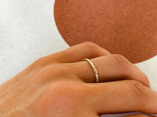 0.09 TCW Round Cut Flush Set Moissanite Diamond Wedding Band