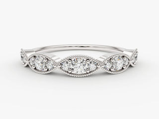 0.30 TCW Round Cut Vintage Milgrain Moissanite Diamond Wedding Band