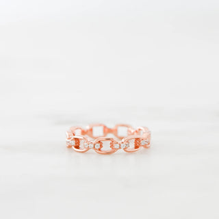 0.12 TCW Round Chain Link Moissanite Diamond Wedding Band