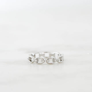 0.12 TCW Round Chain Link Moissanite Diamond Wedding Band