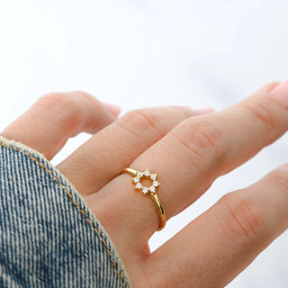 0.10TCW Round Sunburst Moissanite Diamond Wedding Band