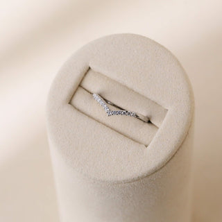 0.15 TCW Round Cut Unique Chevron Pave Moissanite Diamond Wedding Band