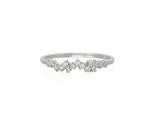 0.15 TCW Minimalist Round Cut Cluster Moissanite Diamond Wedding Band