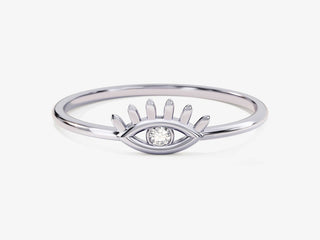 0.03 TCW Round Cut Evil Eye Moissanite Diamond Wedding Band