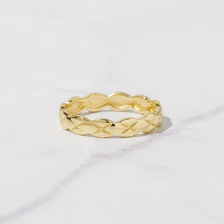 Minimalist Unique Design Plain X Gold Metal Wedding Band