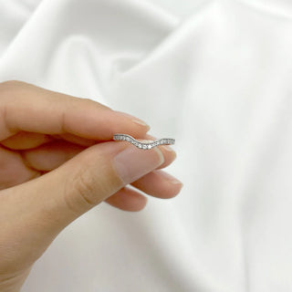 0.22 TCW Round Cut Curved Eternity Moissanite Diamond Wedding Band