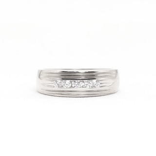 0.32 TCW Unique Round Cut Moissanite Diamond Wedding Band For Men