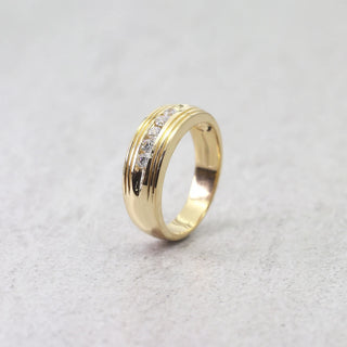 0.32 TCW Unique Round Cut Moissanite Diamond Wedding Band For Men