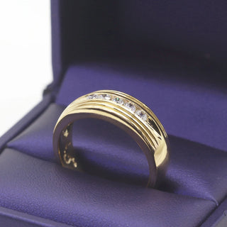 0.32 TCW Unique Round Cut Moissanite Diamond Wedding Band For Men