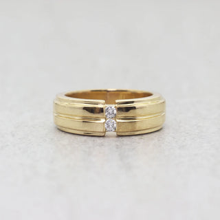 0.18 TCW Unique Round Cut 2 Stone Moissanite Diamond Wedding Band