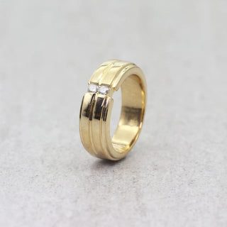 0.18 TCW Unique Round Cut 2 Stone Moissanite Diamond Wedding Band