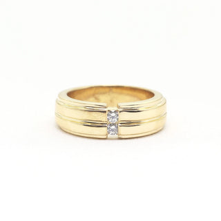 0.18 TCW Unique Round Cut 2 Stone Moissanite Diamond Wedding Band