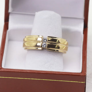 0.18 TCW Unique Round Cut 2 Stone Moissanite Diamond Wedding Band