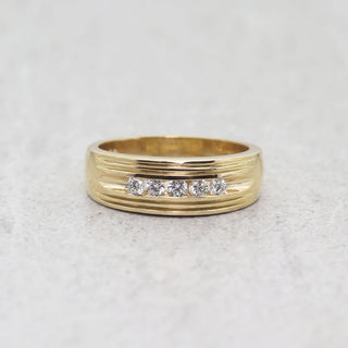 0.32 TCW Unique Round Cut Moissanite Diamond Wedding Band For Men