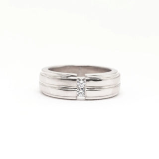 0.18 TCW Unique Round Cut 2 Stone Moissanite Diamond Wedding Band