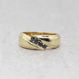 0.25 TCW Unique Round Cut Black Diamond Moissanite Diamond Wedding Band