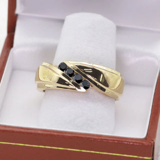 0.25 TCW Unique Round Cut Black Diamond Moissanite Diamond Wedding Band