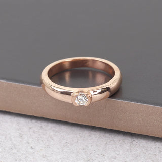 0.15 TCW Unique Round Cut Wide Band Moissanite Diamond Wedding Band