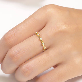 0.10 TCW Round Cut 5 Stone Bezel Moissanite Diamond Wedding Band