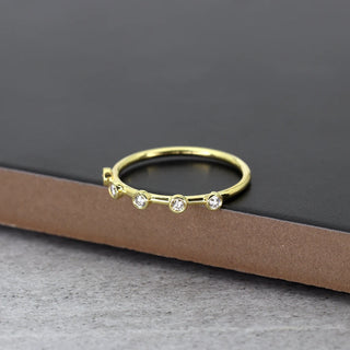 0.10 TCW Round Cut 5 Stone Bezel Moissanite Diamond Wedding Band