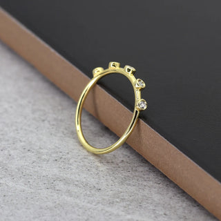 0.10 TCW Round Cut 5 Stone Bezel Moissanite Diamond Wedding Band