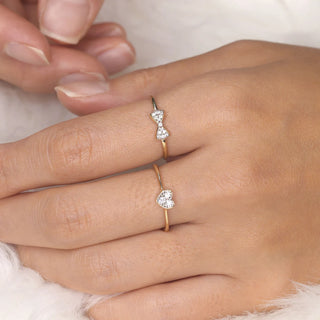 0.10 TCW Round Cut Heart Shape Bezel Moissanite Diamond Wedding Band