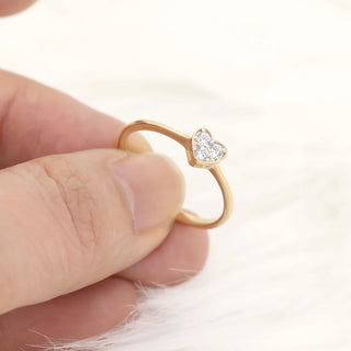 0.10 TCW Round Cut Heart Shape Bezel Moissanite Diamond Wedding Band