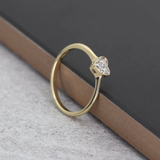 0.10 TCW Round Cut Heart Shape Bezel Moissanite Diamond Wedding Band