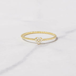 0.10 TCW Round Heart Shape Twisted Moissanite Diamond Wedding Band