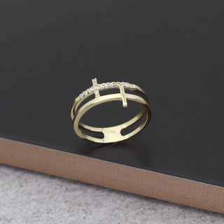 0.08 TCW Unique Round Cut Double Cross Moissanite Diamond Wedding Band