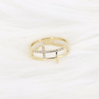 0.08 TCW Unique Round Cut Double Cross Moissanite Diamond Wedding Band