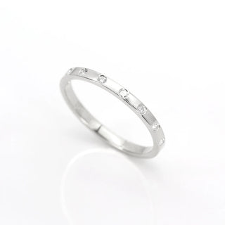 0.15 TCW Minimalist Round Cut Flush Moissanite Diamond Wedding Band