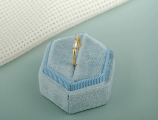 0.20 TCW Baguette & Round Cut Three Stone Moissanite Diamond Wedding Band