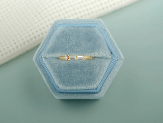 0.20 TCW Baguette & Round Cut Three Stone Moissanite Diamond Wedding Band