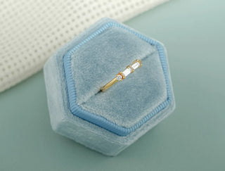 0.20 TCW Baguette & Round Cut Three Stone Moissanite Diamond Wedding Band